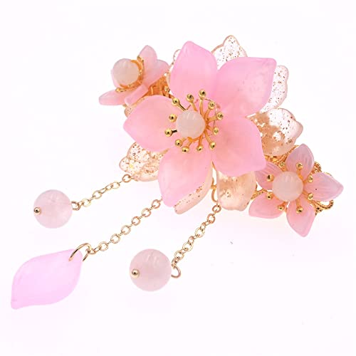 Clip de cabello con flores estilo chino hecho a mano miniatura 4