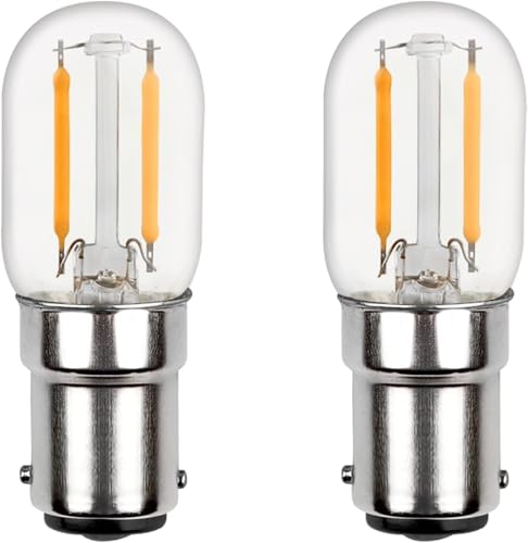 Akynite Bombilla para Máquina de Coser B15 2W LED Luz Cálida 2700k, CA 220-240V, Alternativa a Bombilla Máquina de Coser de 15w, Bombilla LED Casquillo B15d, pack de 2