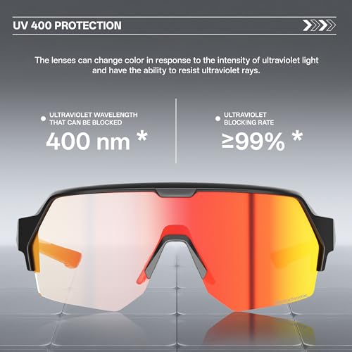 KAPVOE Photochromic Cycling Glasses for Men Women with UV400 Protection Sports Sunglasses for Mountain Biking Running MTB baseball softball K360 by KAPVOE - Image 4