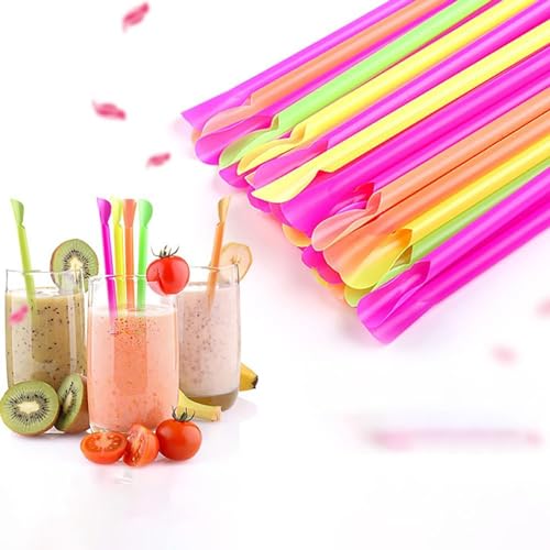 500 Pitillos Cuchara Desechables Multicolor 20 cm miniatura 3
