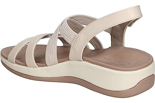 Skechers Women's Ankle-Strap Sandal, Dark Natural Durabuck Webbing, 4