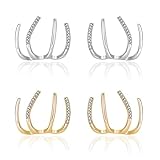 Momeski 2 pares de pendientes de garra, decoración (oro y plata)