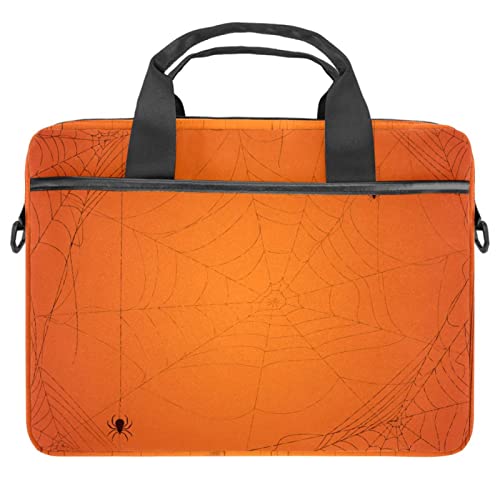 Sac à bandoulière en tricot pour ordinateur 13 à 14.5 pouces motif toile d'araignée orange