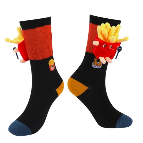 CJQLQN Food Themes Funny 3D Fries Socks Box, Crazy Cool Novelty Silly Socks Gifts for Women