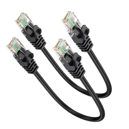 Image of Short Ethernet Cable 0.5FT 2-Pack, Cat6 Patch Cable 6 inch Cord (Cat 6 Cable, Internet RJ45 Cable, Network Cable) 10Gbps for Gaming, Patch Panel, Management, Router, Modem