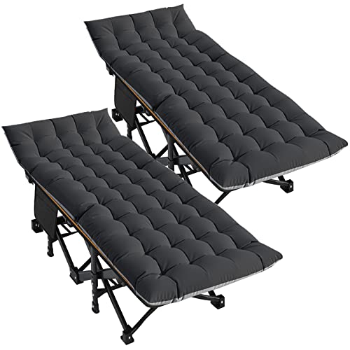 DoCred Folding Camping Cot with Mattress, 2 Pack Heavy Duty Folding Cot for Adults, Portable Sleeping Cot Bed Adults Outdoor Bed with Carry Bag, Travel Camp Cots