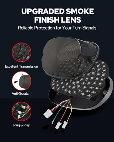Image of Benlari LED Tail Rear Light, Turn Signal Brake License Plate Lights with Bracket Fit for Harley Davidson Touring Road Glide Street Glide Electra Glide Road King Heritage Dyna Sportster (Black)