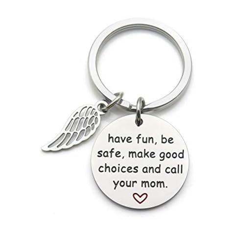 WISHOW have fun be safe make good choices call your mom New Driver student Graduation Gift Stainless Steel Keychain Cover