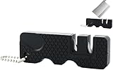 Portable Black Pocket Knife Sharpener, Handheld Keychain Design for Camping, Kitchen Knives, Outdoor Use