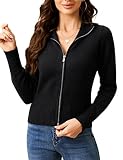 KOJOOIN Women's Cardigan Sweaters Zip Up Open Front Cardigans Turtleneck Lightweigh Sweaters Outwear