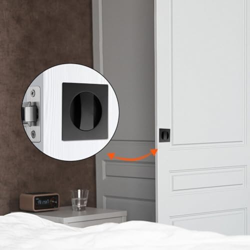 Cerradura Empotrada Cuadrada para Puerta Corredera en Acabado Negro Mate con Herrajes de Privacidad de Zinc para Puertas de Dormitorio o Baño miniatura 6