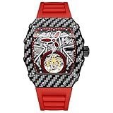 バレル型の機械式時計中空の防水メンズリストウォッチラバーストラップラミナス防水式フォーマルおよびカジュアルウェア