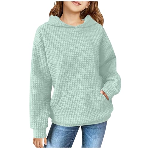 Cute Hoodies for Girls Waffle Pullover Long Sleeve Shirts Trendy Oversized Clothes 4-14 Years