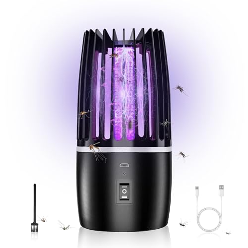 Lampe Anti Moustique, 4000mAh Lampe électrique Anti Insectes Rechargeable USB Piège à Mouche Insectes, Lampe Moustique Élimination 360° pour Extérieur, Camping &...
