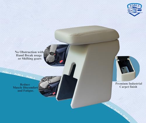Image of Pabla Enterprises High-End Car Center Armrest with Storage Compartment and Ultimate Comfort COMPATABLE WITH MARUTI DZIRE 2017-2026 AND NEW SWIFT ZXi, ZXi+ MODELS BEIGE COLOR