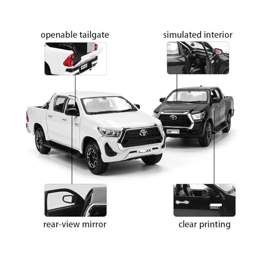 Modelo de auto de carrera en aleación 1:27 para Toyota Hilux negro miniatura 4