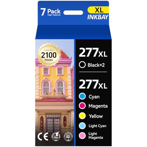 277XL Ink Cartridge High Yield Combo Pack Remanufactured for Epson 277xl 277 T277 T277XL Ink to Use with XP-850 XP-860 XP-950 XP-960 XP-970 Printer(Black Cyan Magenta Yellow Light Cyan Light Magenta)