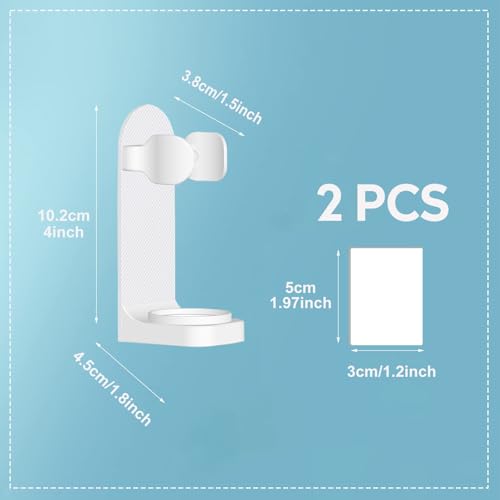 DOETYD 2 Packs Toothbrush Holder Electric Toothbrush Holder Wall Mounted Toothbrush Storage with Adhesive Plastic Electric Toothbrush Stand for Bathroom Wall White - Cosy Home Interiors DOETYD 2 Packs Toothbrush Holder Electric Toothbrush Holder Wall Mounted Toothbrush Storage with Adhesive Plastic Electric Toothbrush Stand for Bathroom Wall White - Image 2