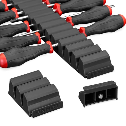 Ernst Manufacturing Screwdriver Pro - Modularer Schraubendreher-Organizer für 13 Werkzeuge mit Magnetfuß, Schwarz - Hergestellt in den USA