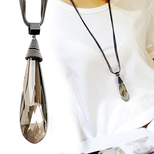 Merdia Long Chain Pendant Necklace For Women Multilayered Sweater Necklace With Created Crystal #TOP1