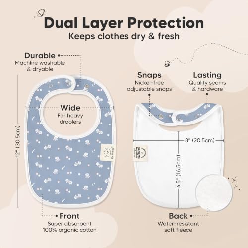 Image of KeaBabies 8-Pack Organic Baby Bibs for Drooling and Teething (Fleur) | Soft Cotton Bibs for Baby Girl, Boy, Extra Absorbent, Easy to Clean & Put On, Toddler, Newborn, Infant 0-24 Months