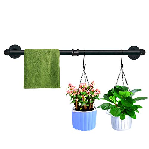 TLBTEK Industrial Pipe Clothes Rack,Black Iron Bathroom Kitchen Towel Bar,Vintage Farmhouse DIY Wall Mounted Pot Bar Rack, Detachable Kitchen Utensils Hanger (31.5 Inch) by TLBTEK - Used condition - Image 6