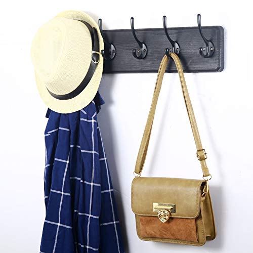 Webi Coat Rack Wall Mounted,Coat Hanger Wall,16’’ Hole To Hole,Wood Coat Hooks Wall Mounted,Hook Rack Rail,5 Hooks For Hanging Coats,Hats,Jacket,Clothes,Entryway,White #TOP5