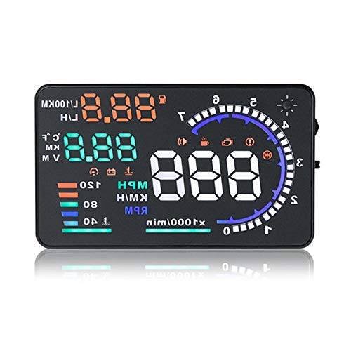 ZHUOYUE A8 5.5 Pulgadas OBDII Coche HUD Pantalla hacia Arriba Auto Ventana Reflectora Pantalla Proyector Fatiga Advertencia RPM mph Consumo de Combustible