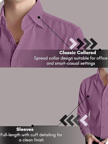 Image of Leriya Fashion Men's Formal Button Down Shirt - Slim Fit Shirt's for Men | Textured Long Sleeve Polycotton| Business & Meeting Ready (Available in Plus Size)