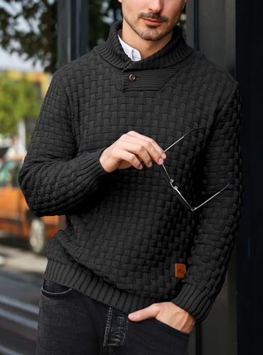 Mens Casual Pullover Waffle Textured Cable Knit v Neck Sweater - Image 5