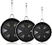 WECOOK Ecosteel Set Juego 3 Sartenes 18-20-24 cm inducción, 3 Capas Antiadherente Titanio sin PFOA, 4,2mm Espesor, Mango Acero INOX, Apta Todas Las cocinas, vitroceramica, Gas, Horno