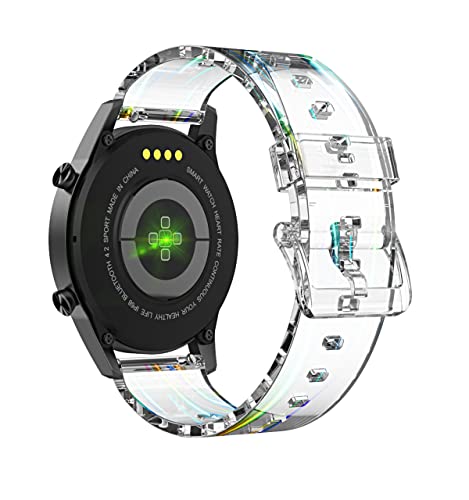 Aliwisdom bracelet de Montre 20mm 22mm pour Montre connectée, Smartwatch universelle TPU Transparent arc-en-ciel Bracelets de rechange de à libération Rapide pour Homme Femme (20 mm, Transparent) Cover