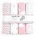 Premium Baby Changing Pad Covers 4 Pack – Girl – Pure Cotton Machine Washable Pink and White Changing Table Cover – Diaper Changing Pad Cover Sheets
