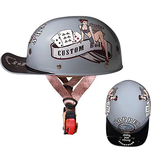Dclina Retro Motorcycle Helmet Dot Certified, Adults Baseball Cap Style Helmet Summer German Styled Open Face Personalized Motorcycle Helmet Half Shell Helmet Men Women, Xl(60-62Cm) #TOP1