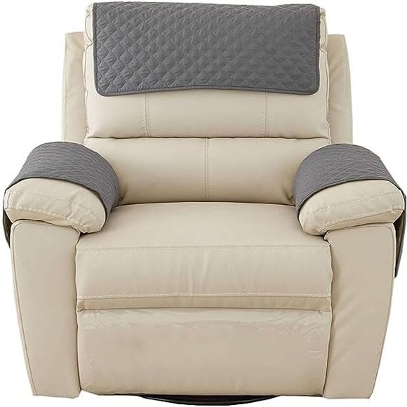 FAiruo Armrest and Headrest Cover for Sofa, Recliner Chair, Leather Couch - Nonslip Waterproof Protector(Dark Grey,1 Seater Sofa/3-Piece)