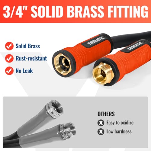 Image of YAMATIC 50ft Flexible Garden Hose 5 /8in I.D. with 360 Swivel Brass Handle | 50 FT Heavy Duty Water Hose with 3 /4 inch Brass Male to Female Connectors, Leakproof for All-Weather Outdoor Use Agriculture Lawn