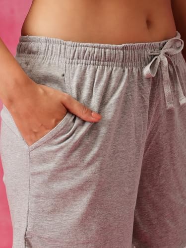 Image of Clovia Women's Grey Cotton T-Shirt & Shorts
