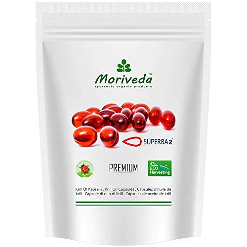 Capsule di olio Superba Krill di MoriVeda (diverse confezioni) - olio di krill premium con Omega 3,6,9, astaxantina esterificata, fosfolipidi, colina, vitamina E (60 capsule)