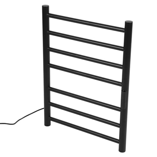 Luocute スマートアプリ加熱タオルラック、カーボンファイバー加熱、タイマーと温度制御、55°C高速暖房乾燥レール、ステンレス鋼、1-24Hタイマー、450x600mm、タオル暖かい、乾燥ラック (USプラグ110V)