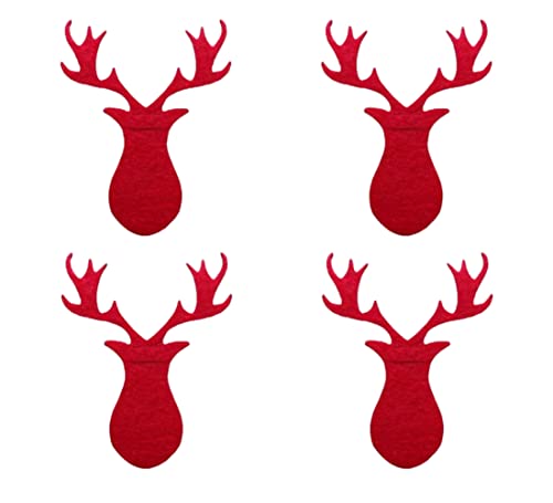 Maloftars Lot de 4 sacs à couverts de Noël en forme d'élan - Pour décoration de table - En feutre - Rouge Cover