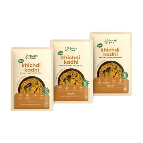 Image of QuickyBowl Jain Khichdi Kadhi | fusion of yogurt and Rice | Ready to eat | Indian Khichdi | No Onion No Garlic | Instant Food | (Pack of 3)