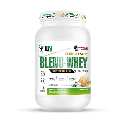 Image of Dynamic Blend Whey Protein | 21g Protein, 5.5g BCAA & 5g Glutamine | Muscle Building, Recovery, Lean Mass & Strength Support | Creamy Vanilla Flavor - 1kg