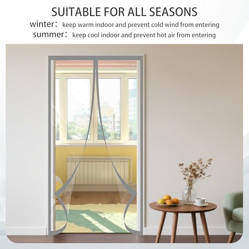 Rideau de porte isolant thermique pour balcon : confort magnétique sans perçage gris - 3