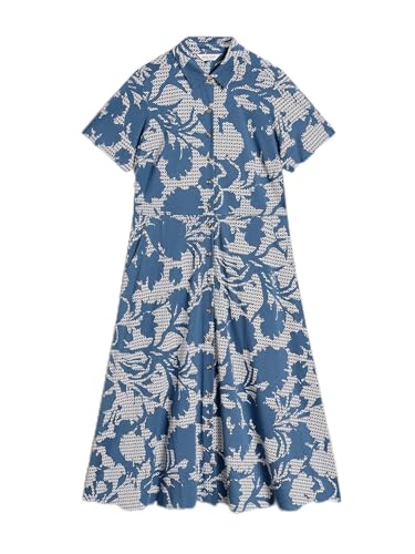 Image of White Stuff Women's RUA Jersey Shirt - A Versatile Regular Fit with Button-Up Front - Blue PR - Size 10R