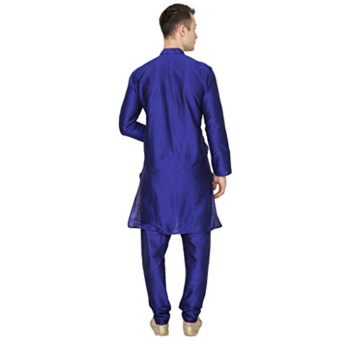 Churidar Kurta de hombre azul ropa tradicional mezcla de seda 3
