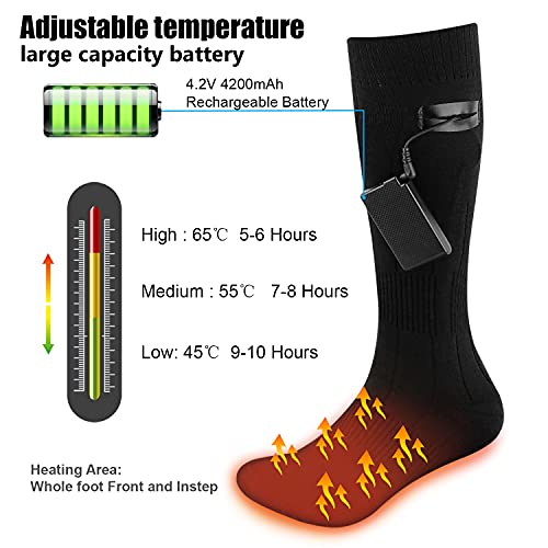 HATMIG Heated Socks with Battery, Electric Foot Warmer, 3 Files, Adjustable Temperature Socks, Heated Socks for Men and Women - Image 5