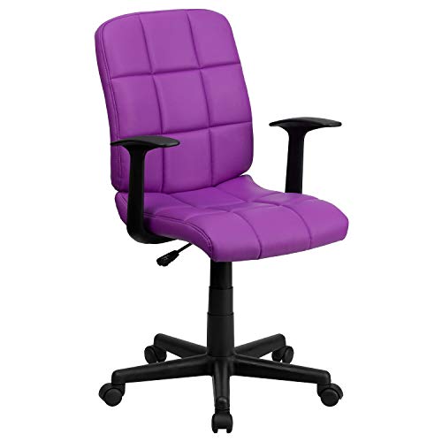 Flash Furniture Clayton Mid-Back Purple Quilted Vinyl Swivel Task...