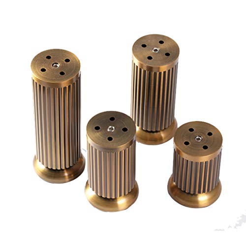 SZITW Patas de latón Antiguo para Muebles (4) + Tornillos (16). Juego de 4 Patas Ajustables para sofá, Armario, Mesa de Centro, Taburete de Bar, Silla, diseño Moderno de Mediados de Siglo.