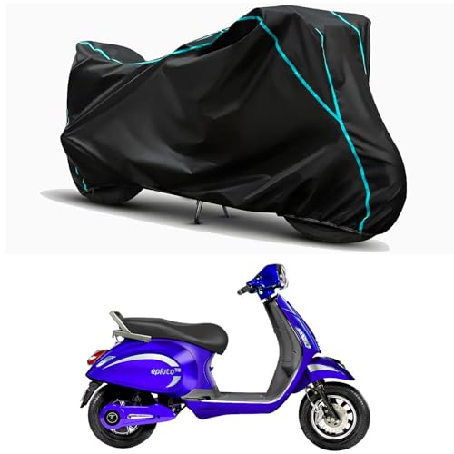 Image of Waterproof Bike Body Cover Compatible for | Pure EV Epluto 7G STD | Taffeta Fabric, Sky Piping Design, Bottom Elastic Fit | Dustproof, Sun UV & Rain Protection for All Weather.