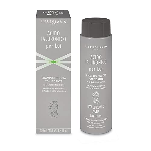 LErbolario - Champú de ducha tonificante con ácido hialurónico para hombre, champú de 8.4 onzas